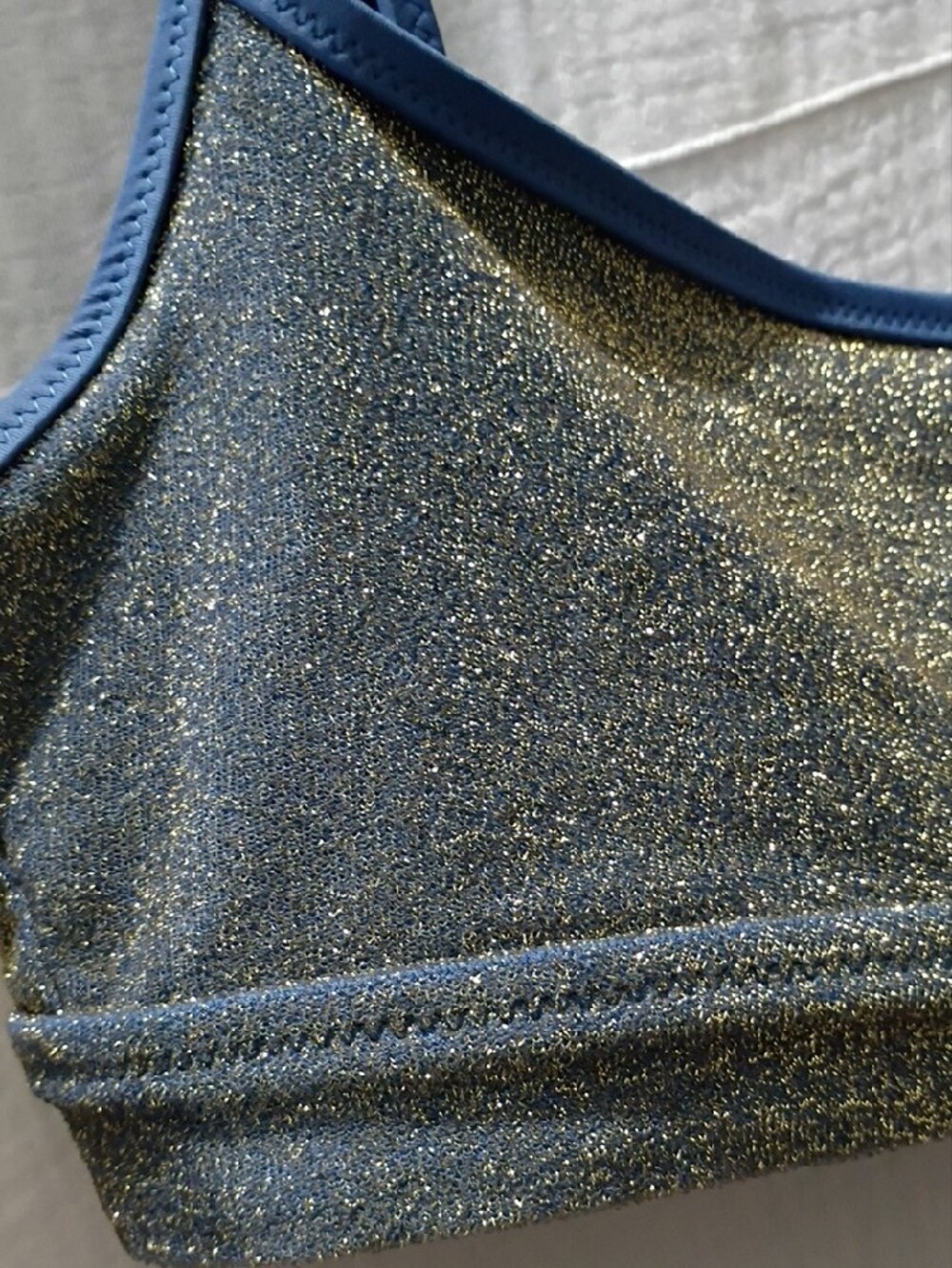 aerie Shimmer Scoop Neckline Bikini Top in Sparkle Gold-Blue SIZE Small NWT - Picture 5 of 8